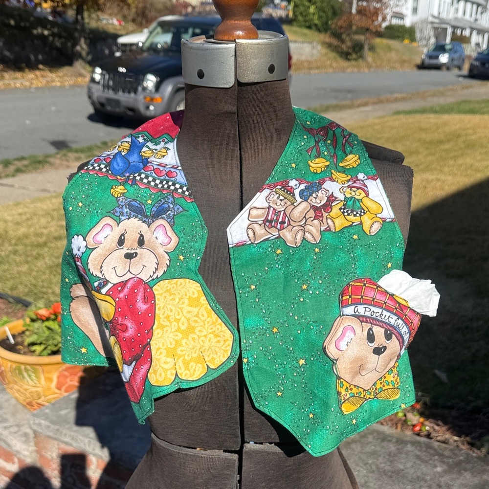 Kids vest with bells and bears. Lined, new, and hand sewn. 90’s design.